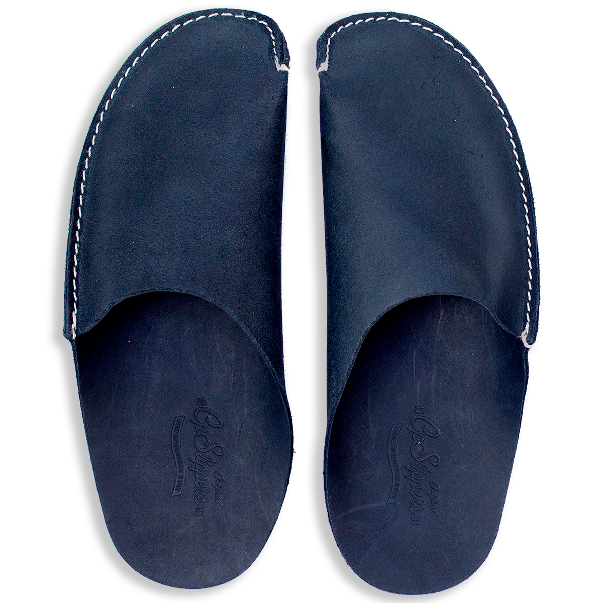 CP Slippers black leather minimalist home shoes
