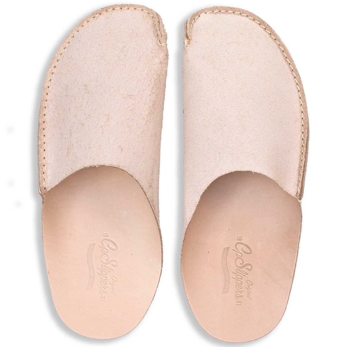 CP Slippers natural veg-tan un dyed leather minimalist home shoes